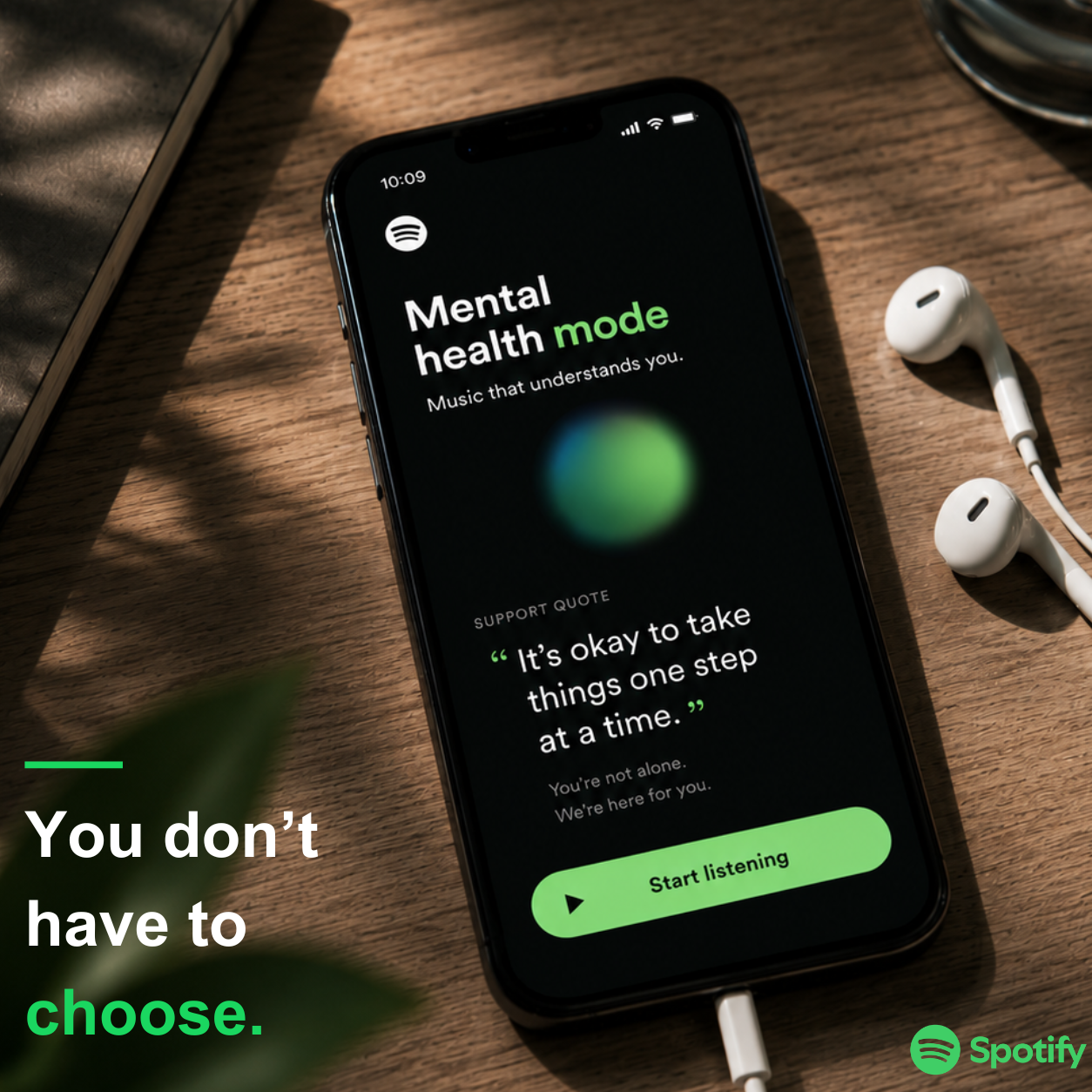 Ad 3: iPhone showing the Mental Health Mode app screen